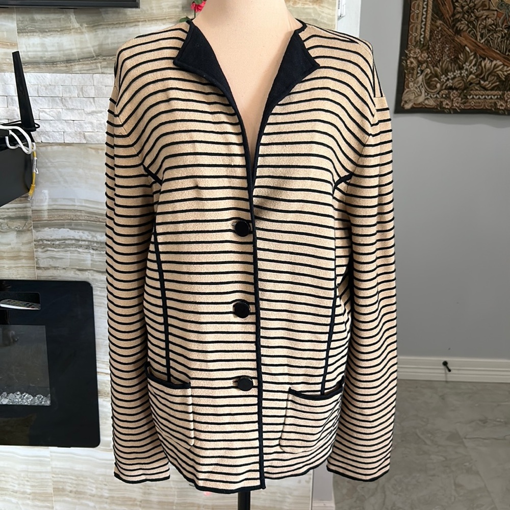 Jones New York New With Tags Brown with Black Striped Button‎ Down. Size XL